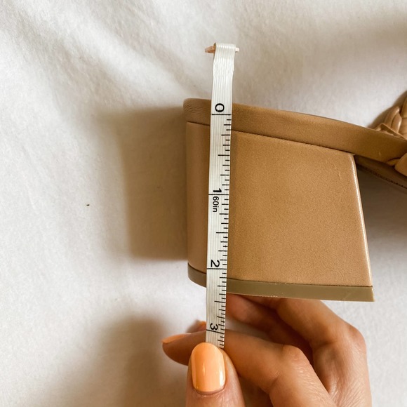 Quilted Padded Beige Block Heel Mules - Picture 8 of 12